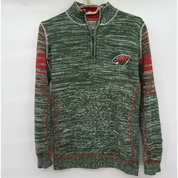Old Time Hockey Other - Minnesota Wild Old Time Hockey Knitted 1/4 Zip Sweater Mock Neck Size M NHL